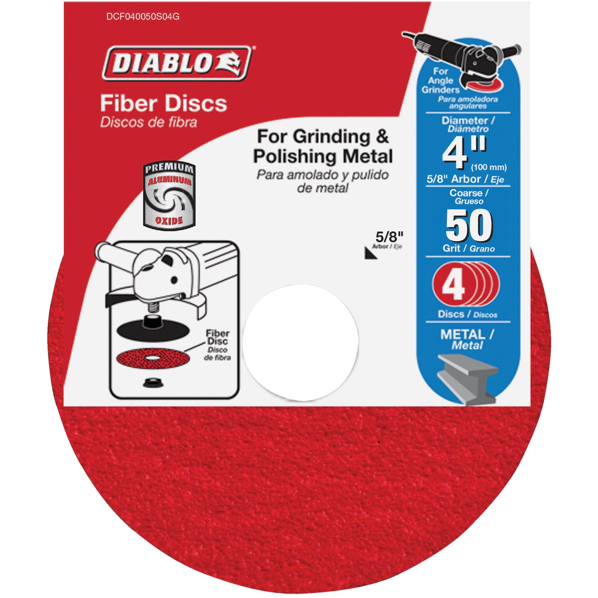 Diablo 4 In. 50-Grit Fiber Disc (4-Pack)