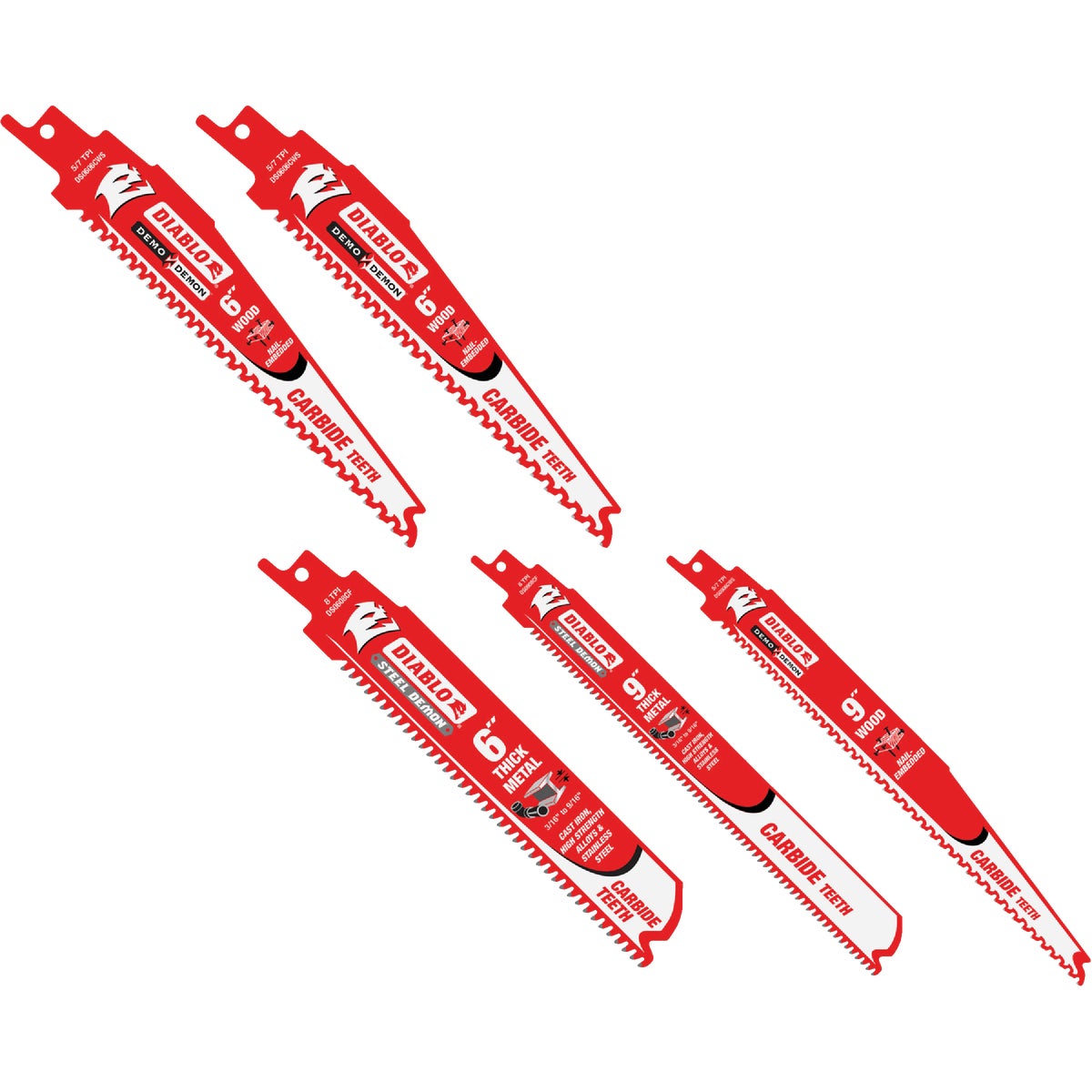 Diablo 5-Piece Carbide Reciprocating Saw Blade Set