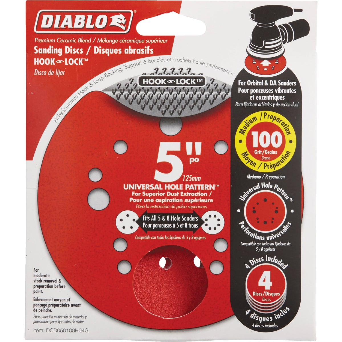 4PK 5″ 100G SANDING DISC