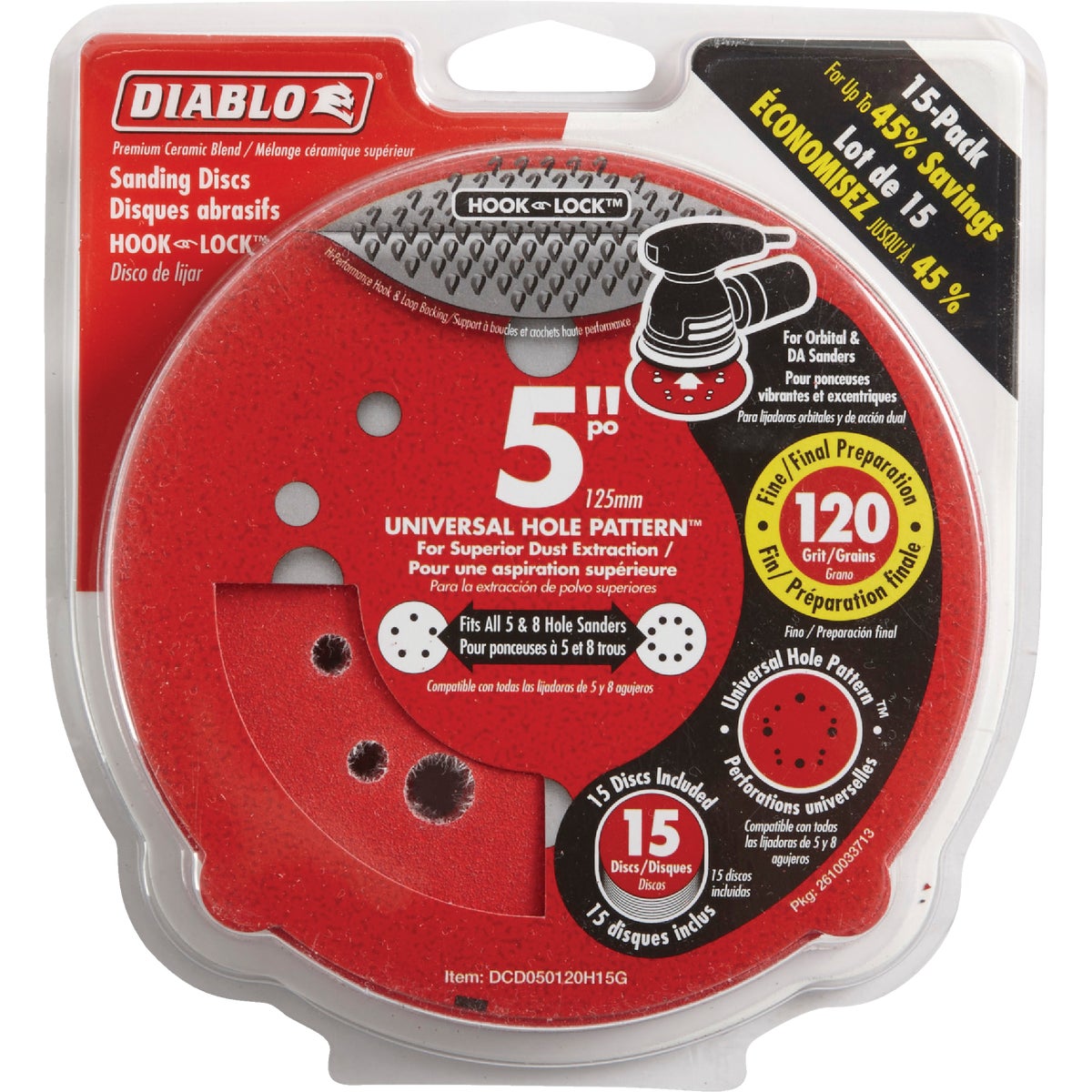 15PK 5″120G SANDING DISC