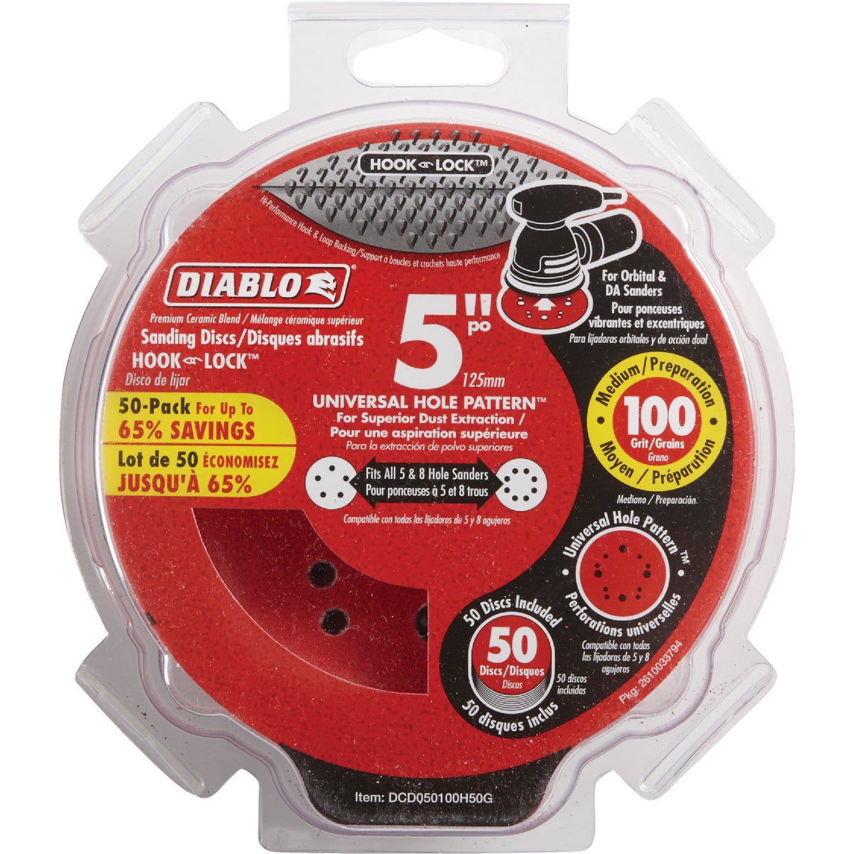 50PK 5″100G SANDING DISC