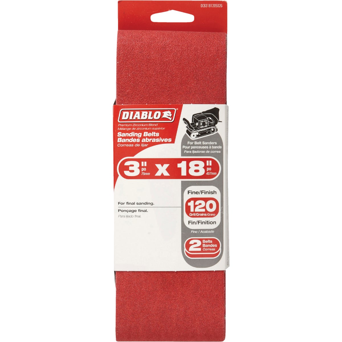 Diablo 3 In. x 18 In. 120 Grit General Purpose Sanding Belt (2-Pack)