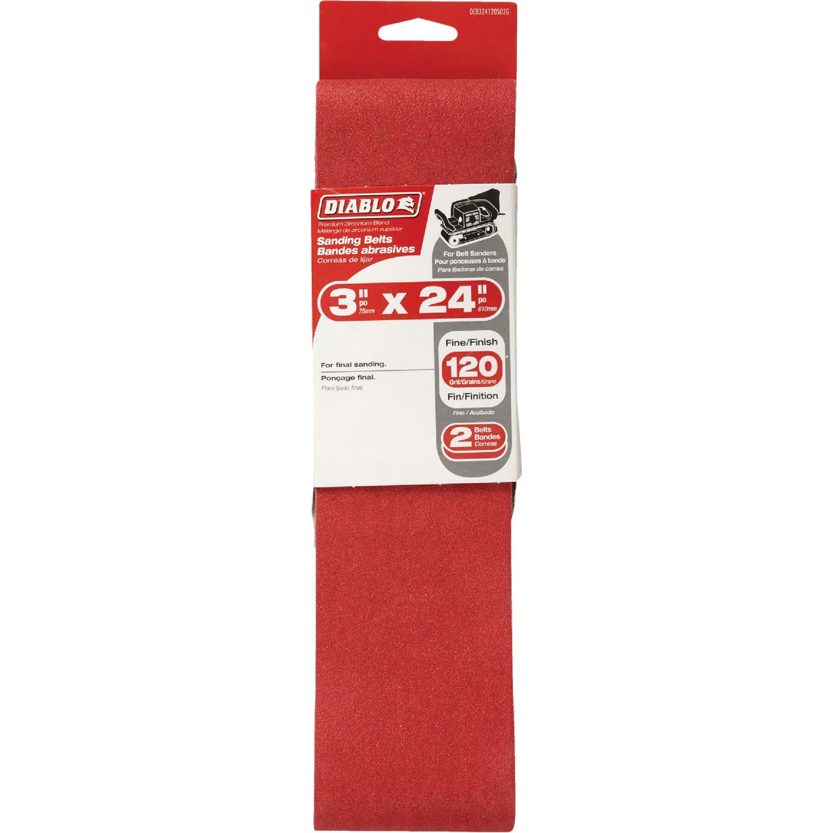 Diablo 3 In. x 24 In. 120 Grit General Purpose Sanding Belt (2-Pack)