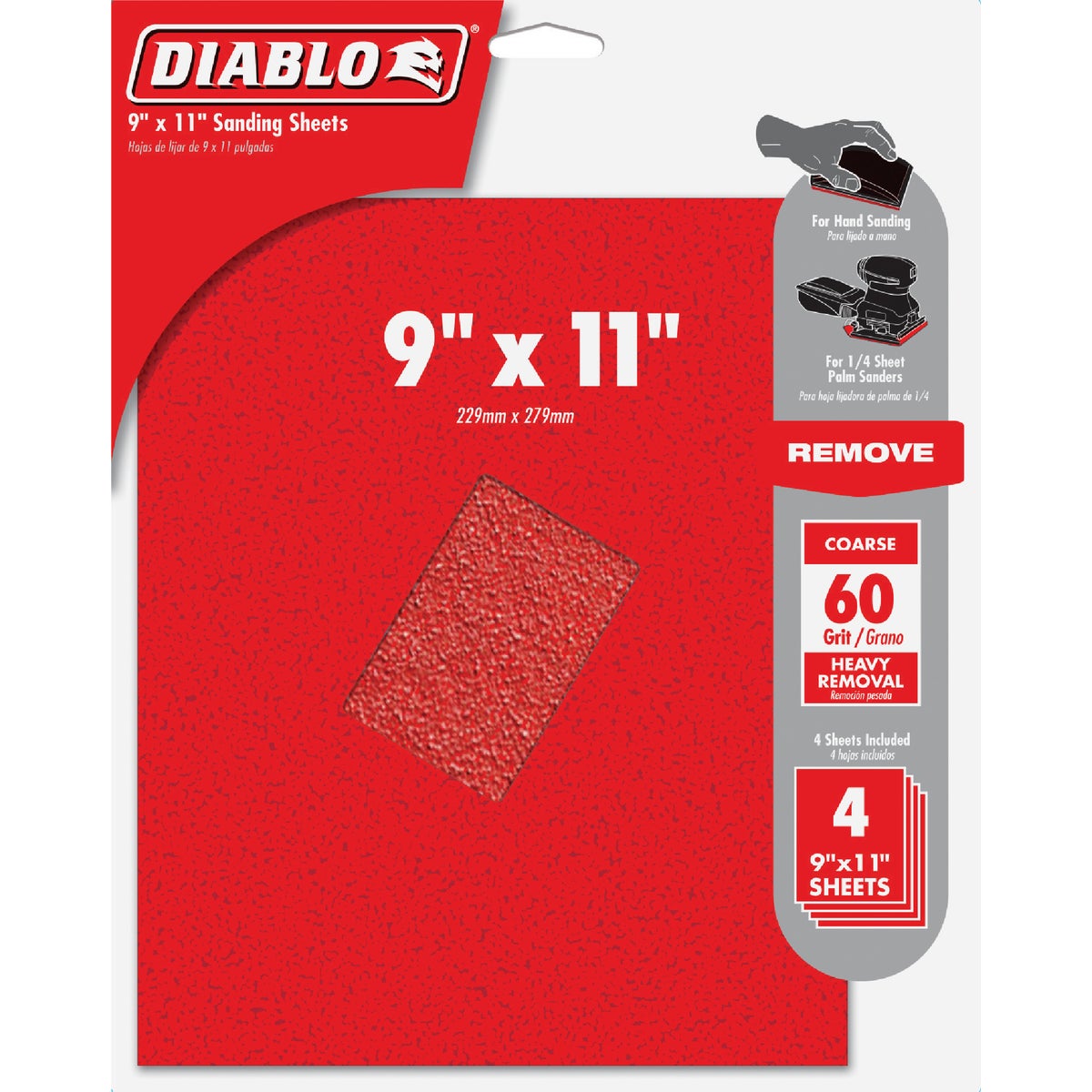 Diablo 9 In. x 11 In. 60 Grit Ultra Coarse Sandpaper (4-Pack)