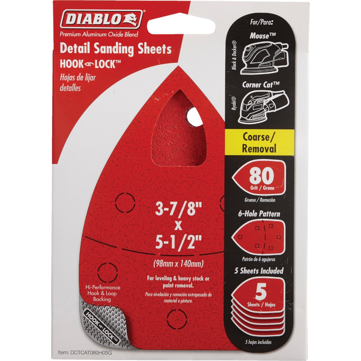 Diablo 80 Grit Mouse Sandpaper (5-Pack)
