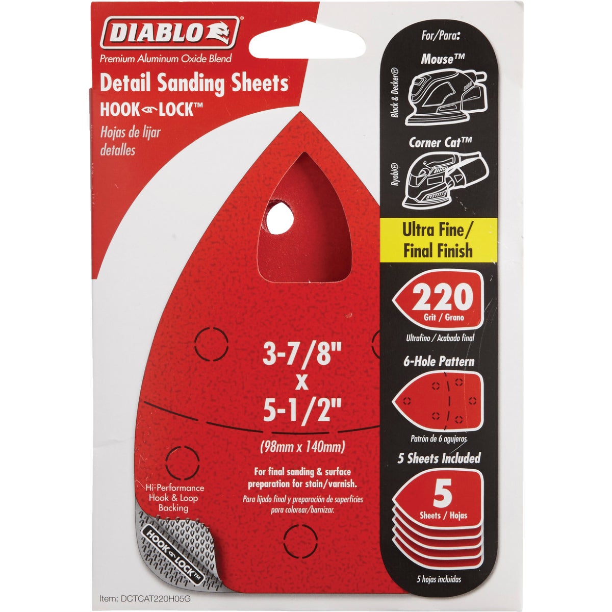 Diablo 220 Grit Mouse Sandpaper (5-Pack)