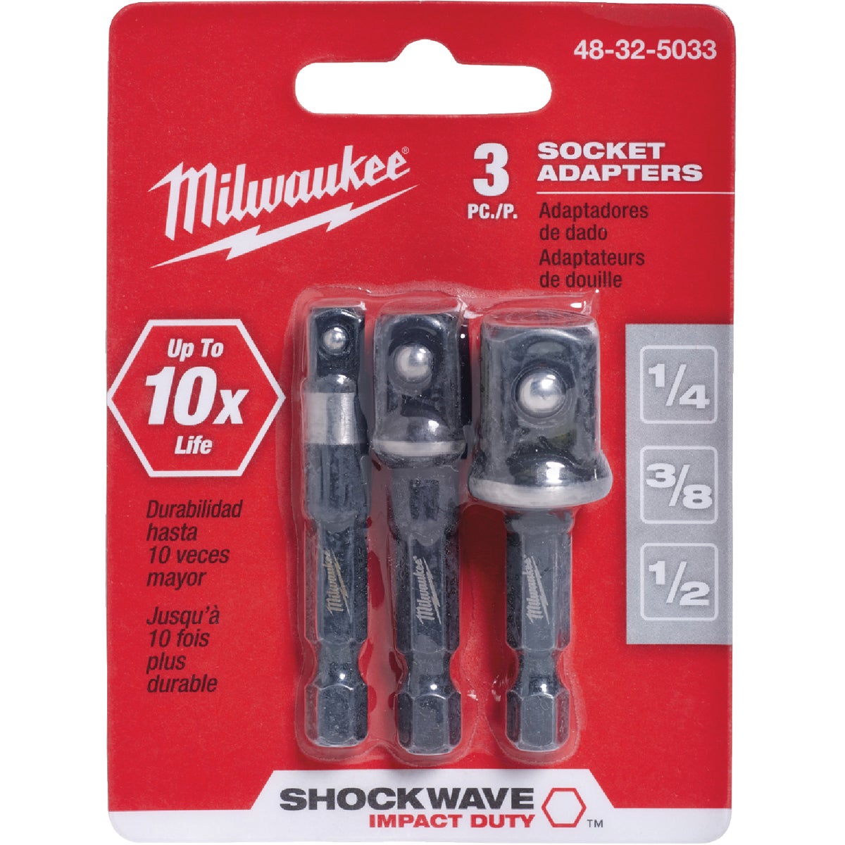 Milwaukee SHOCKWAVE Socket Adapter Set, 3 Piece