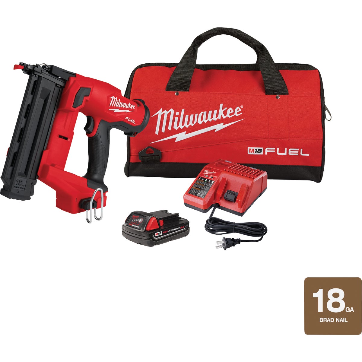 Milwaukee M18 FUEL 18 Volt Lithium-Ion Brushless 18-Gauge 2-1/8 In. Cordless Brad Nailer Kit