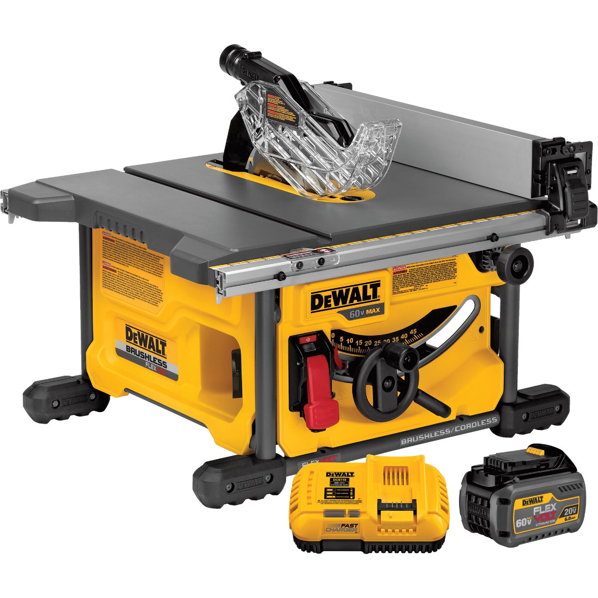 DEWALT FLEXVOLT 60-Volt MAX Lithium-Ion Brushless 8-1/4 In. Cordless Table Saw Kit