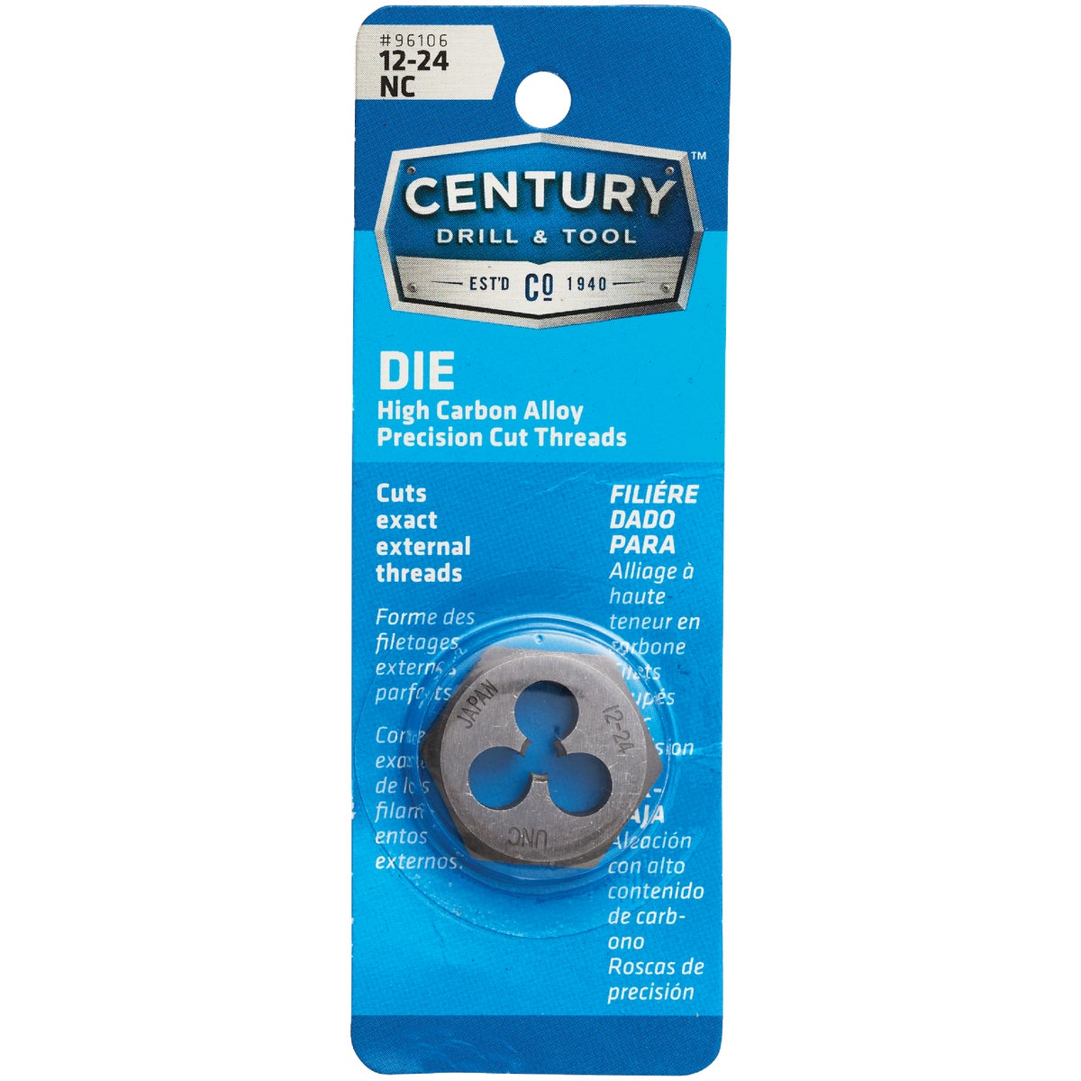 Century Drill & Tool 12-24 National Coarse 1 In. Across Flats Fractional Hexagon Die