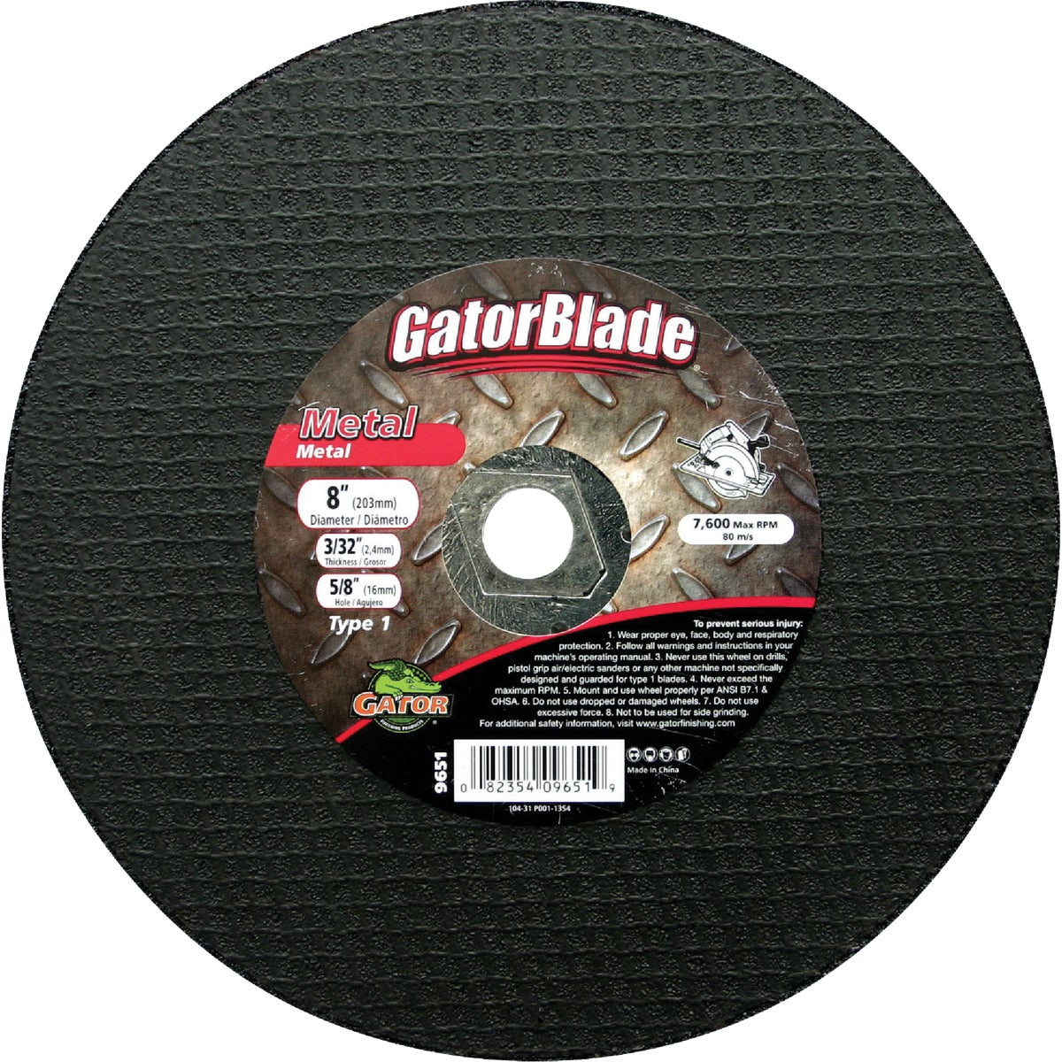 Gator Blade Type 1 8 In. x 3/32 In. x 5/8 In. Metal Cut-Off Wheel