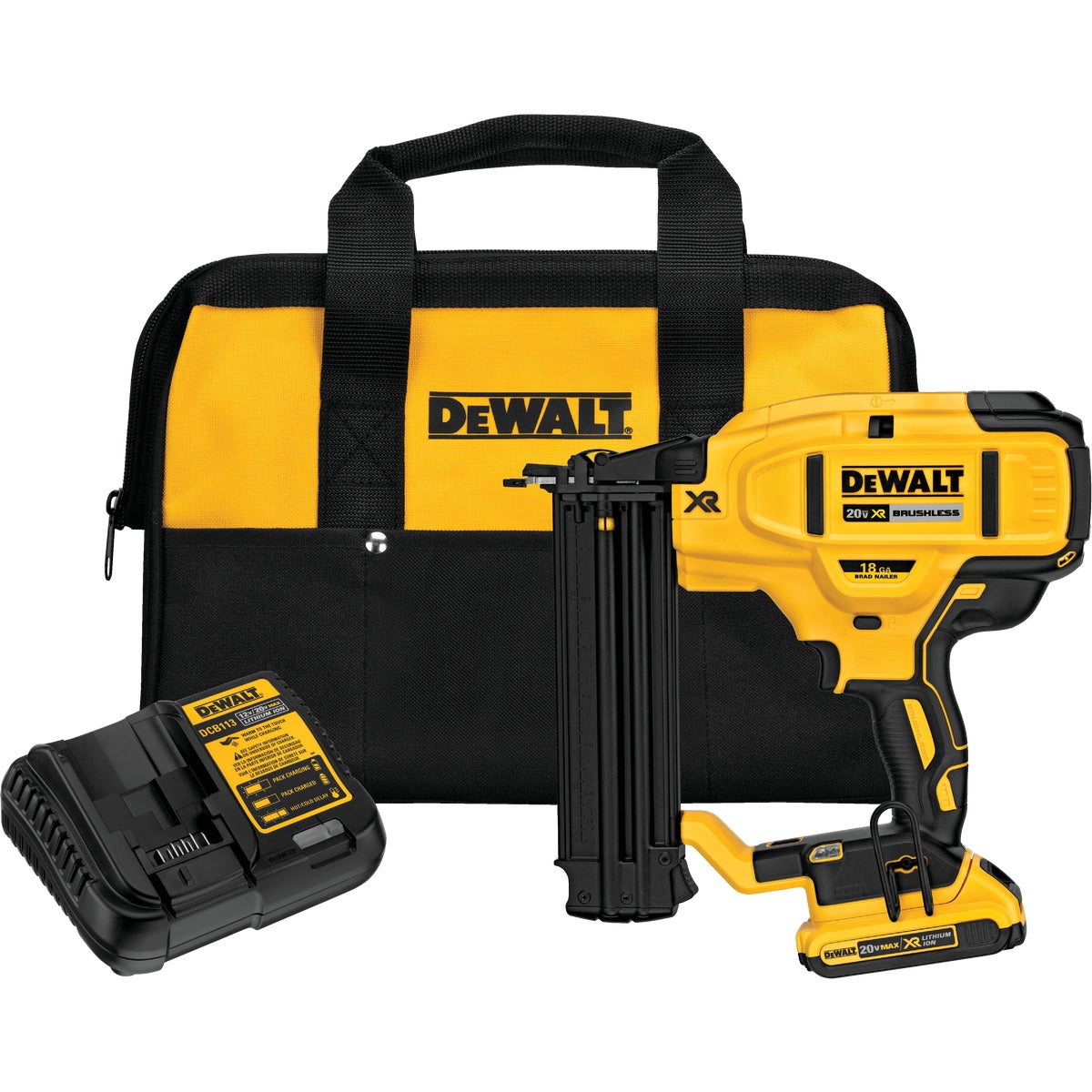 DEWALT 20 Volt MAX XR Lithium-Ion Brushless 18-Gauge 2-1/8 In. Cordless Brad Nailer Kit