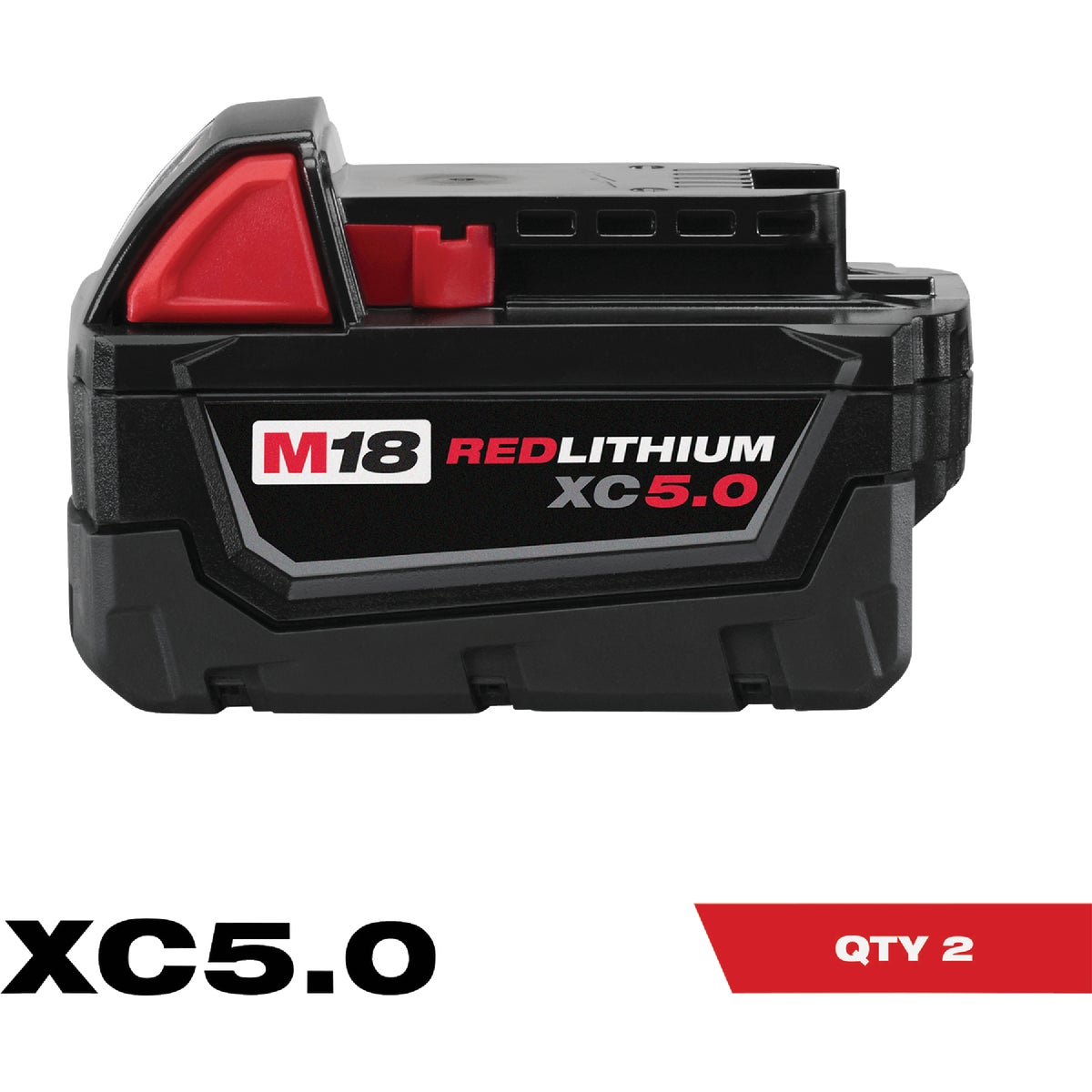 Milwaukee M18 REDLITHIUM XC 18 Volt Lithium-Ion 5.0 Ah Extended Capacity Tool Battery (2-Pack)