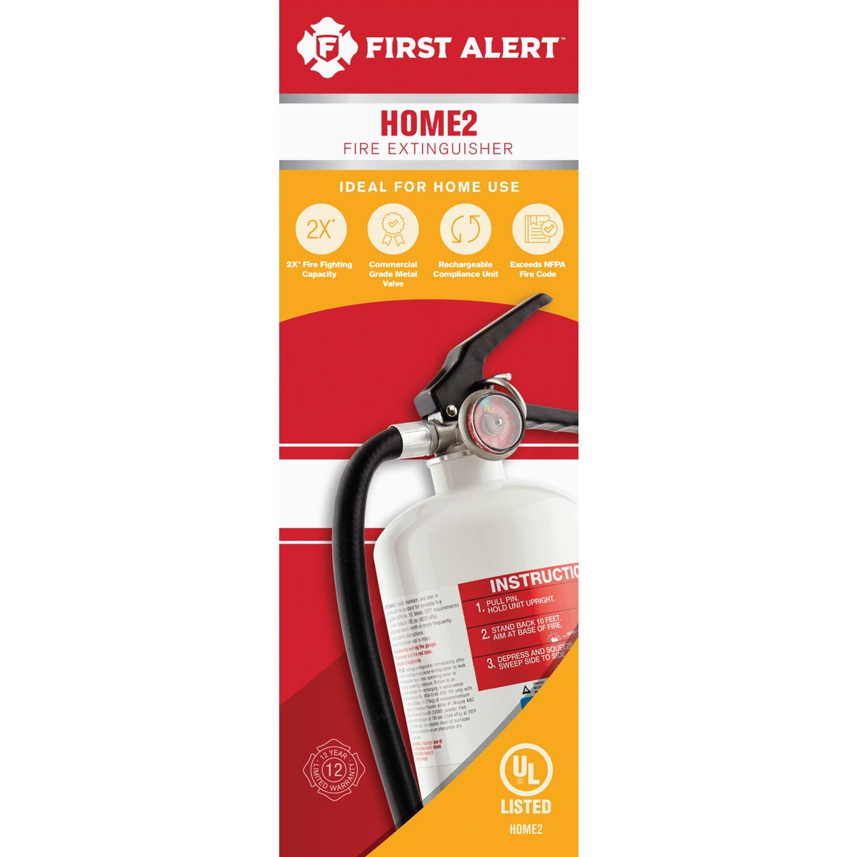 First Alert 2-A:10-B:C Rechargeable Heavy-Duty Home Fire Extinguisher