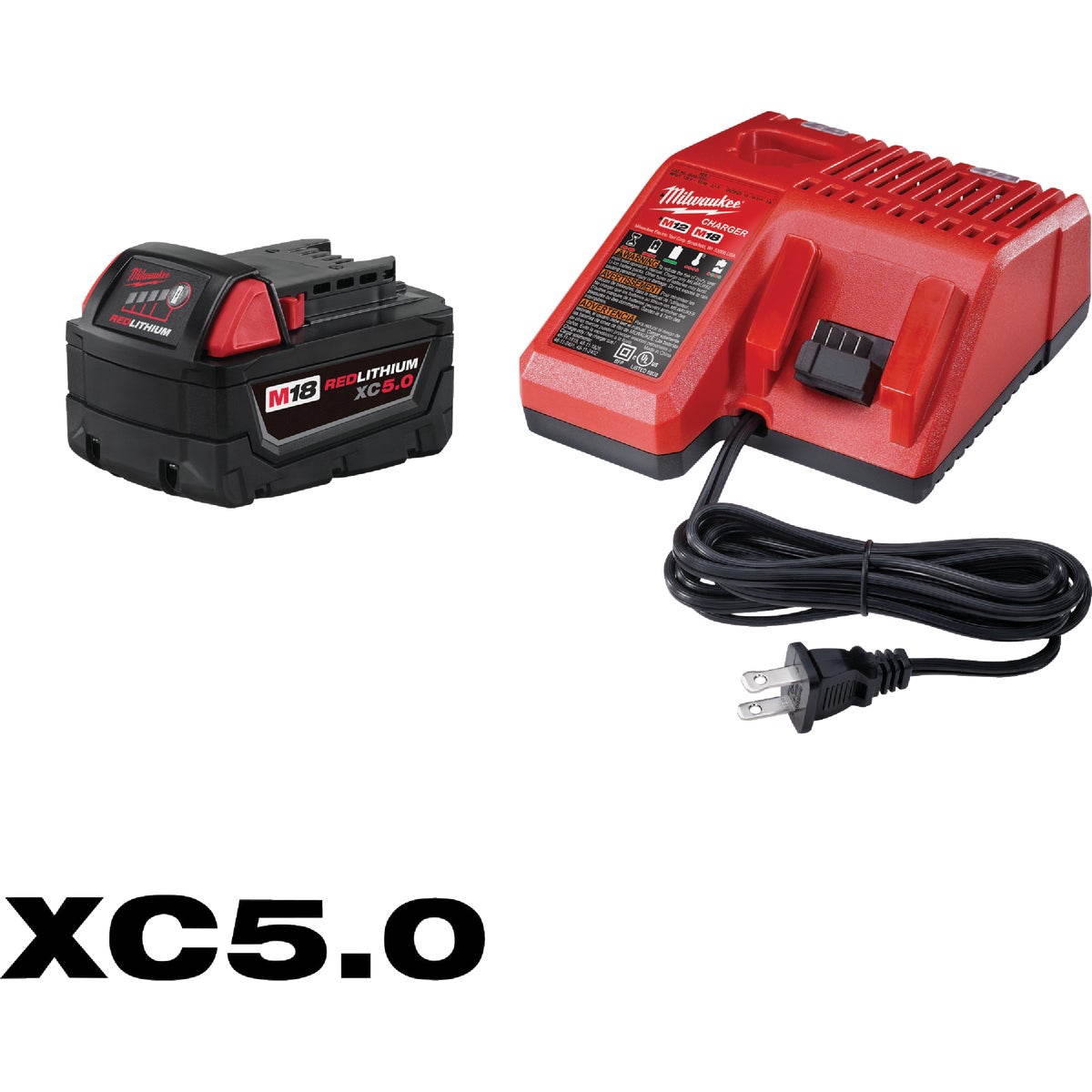 Milwaukee M18 REDLITHIUM XC 18 Volt Lithium-Ion 5.0 Ah Extended Capacity Tool Battery/Charger Starter Kit