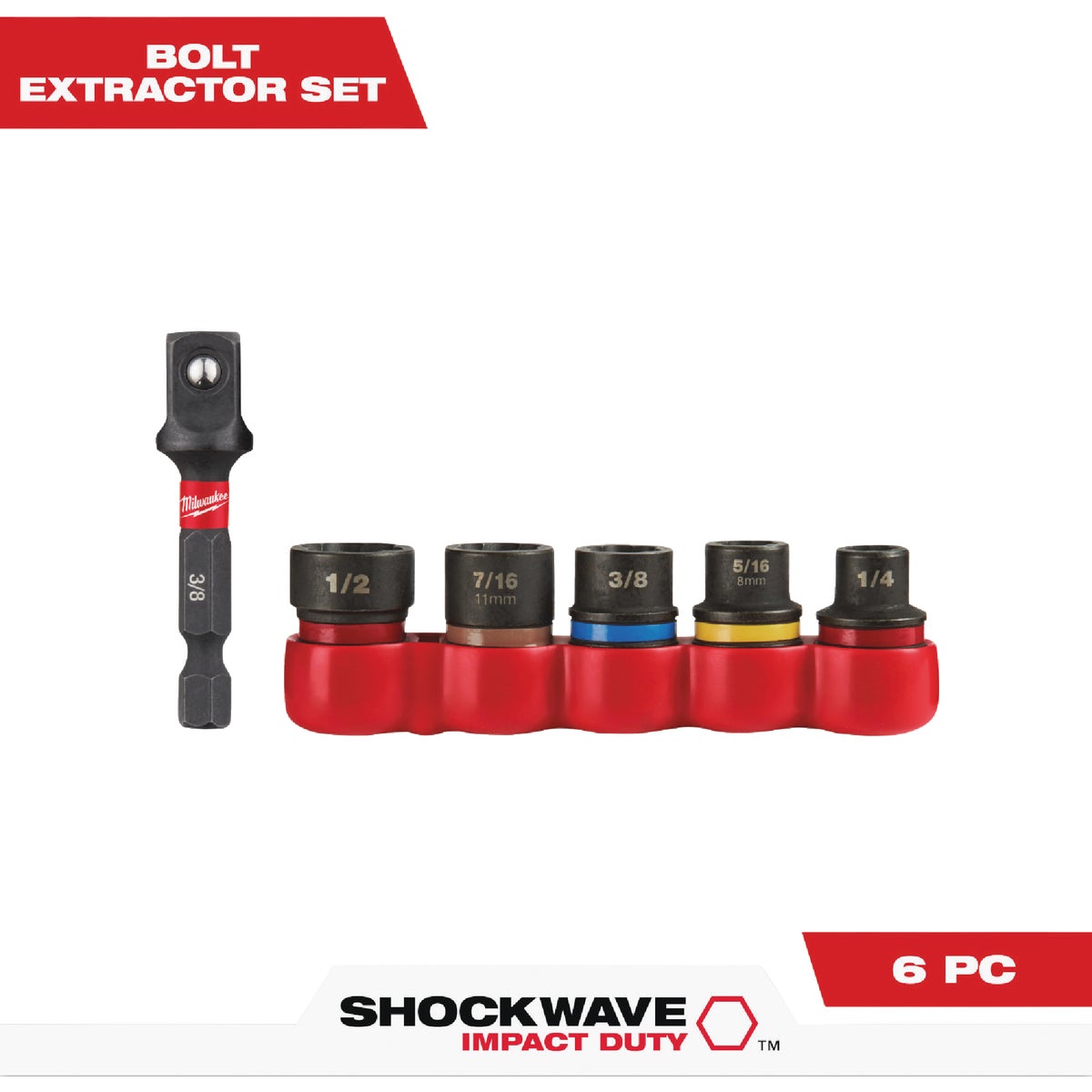 Milwaukee SHOCKWAVE 6-Piece Impact Duty Bolt Extractor Set