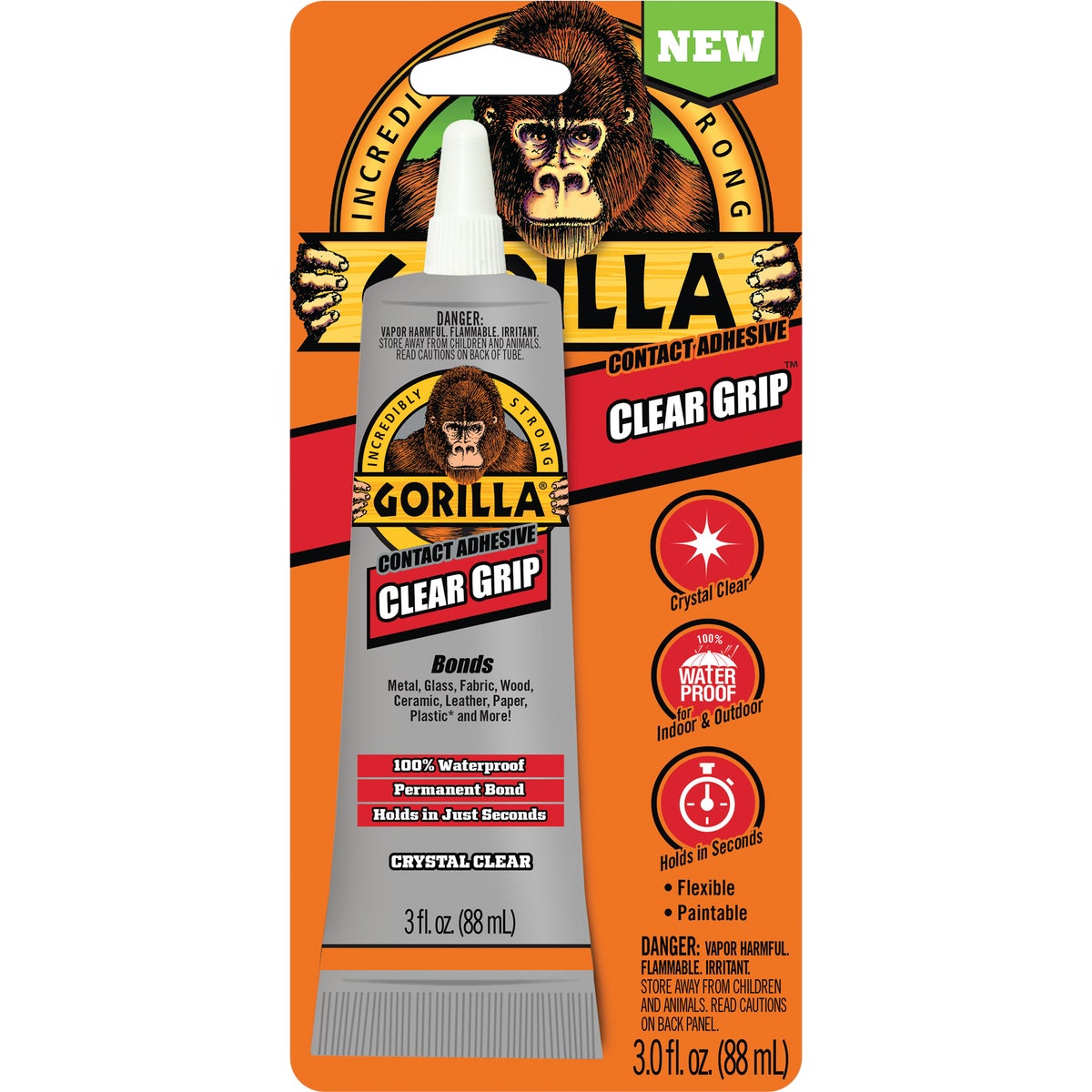 Gorilla Clear Grip 3.0 Oz. Multi-Purpose Adhesive