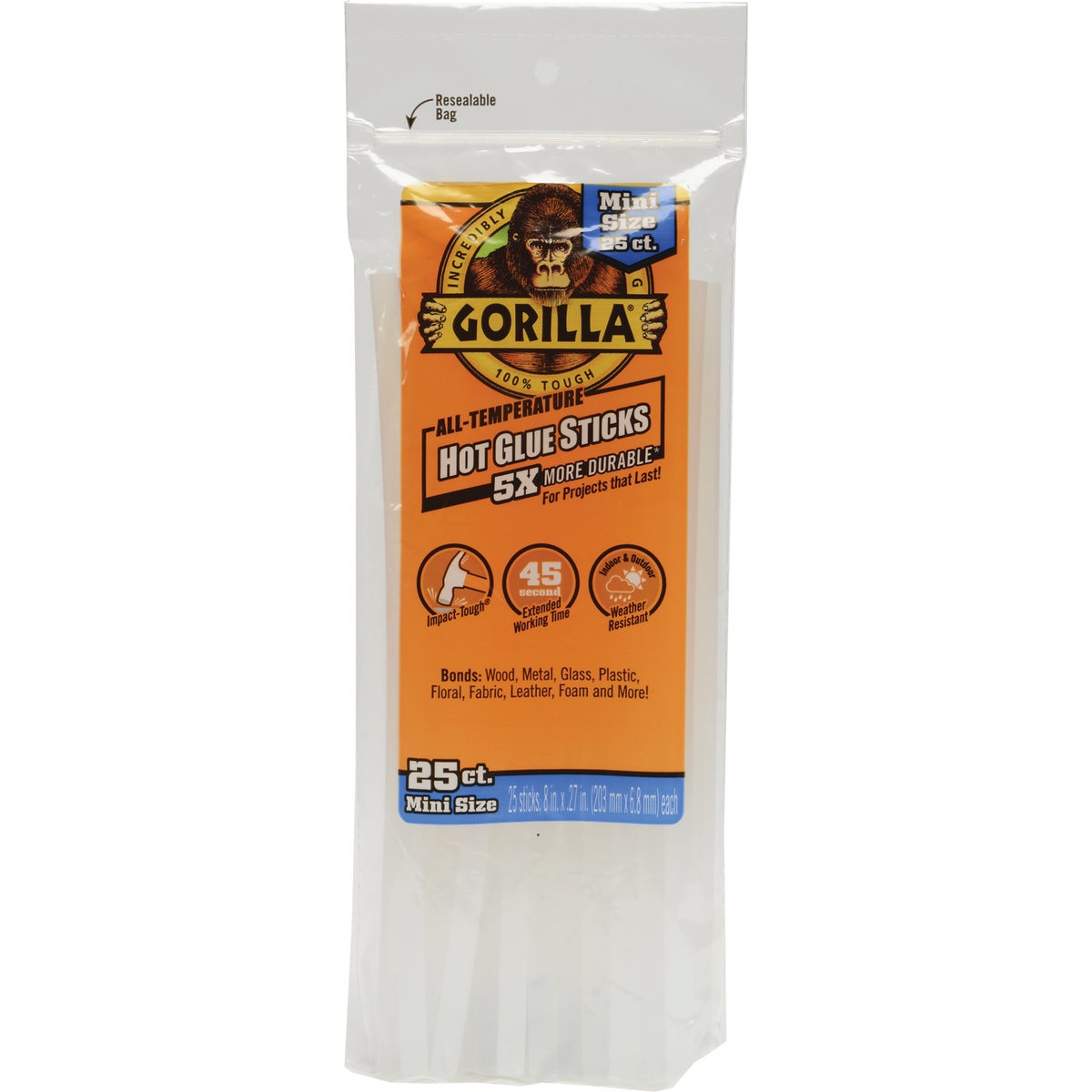  Gorilla 8 In. Mini Clear Hot Melt Glue (25-Pack)