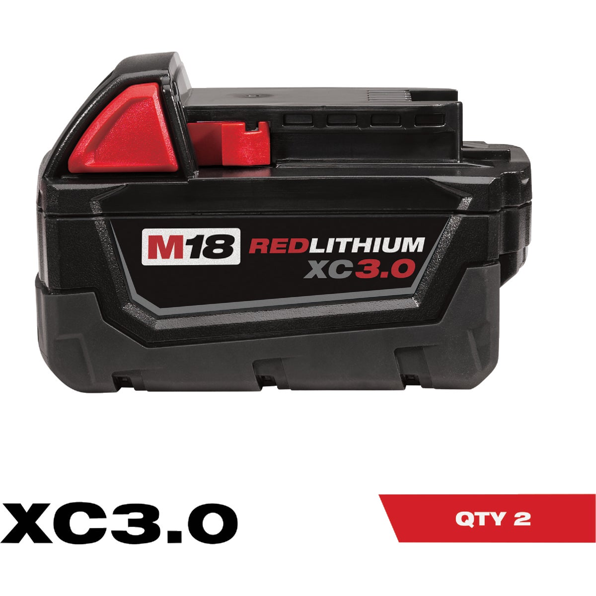 Milwaukee M18 REDLITHIUM XC 18 Volt Lithium-Ion 3.0 Ah Extended Capacity Tool Battery (2-Pack)