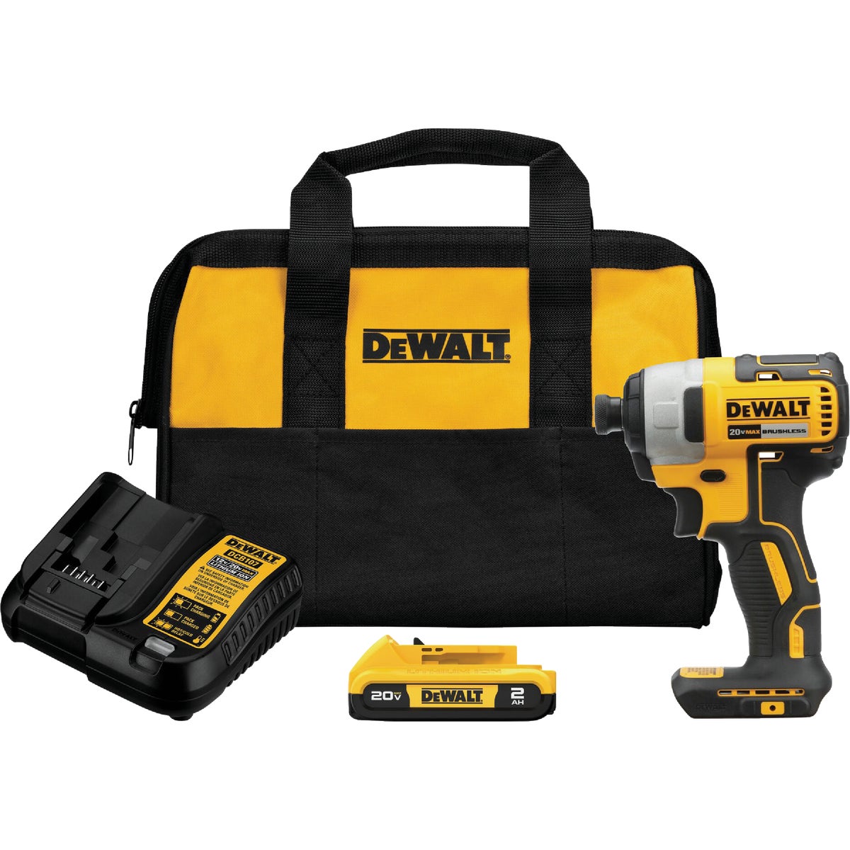 DEWALT 20-Volt MAX Lithium-Ion Brushless 1/4 In. Hex Cordless Impact Driver Kit