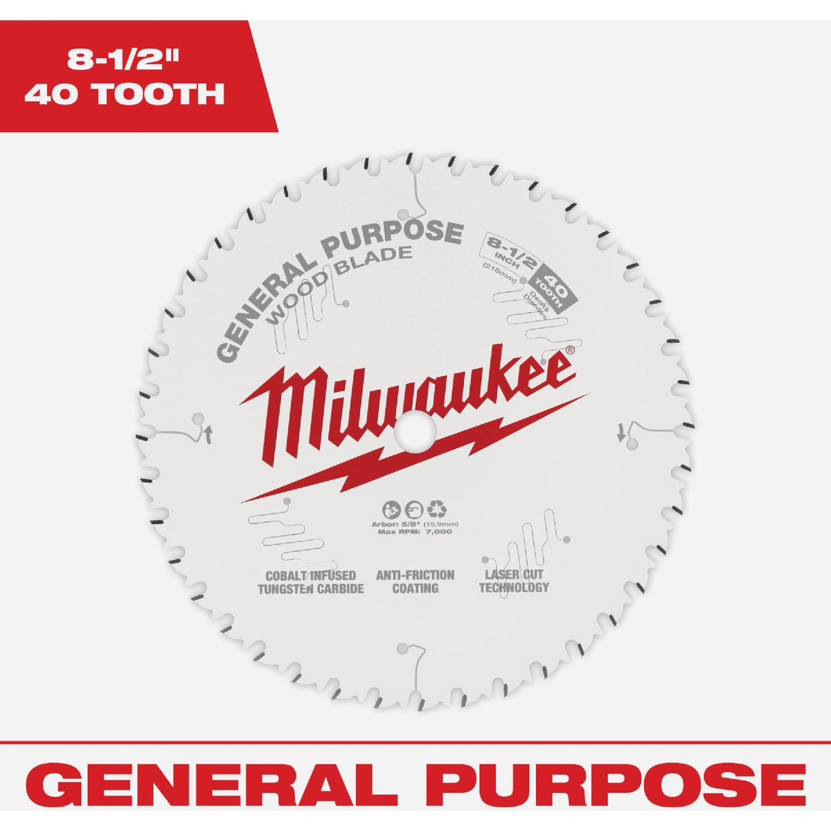 Milwaukee 8-1/2 In. 40-Tooth General Purpose Wood Circular Saw Blade