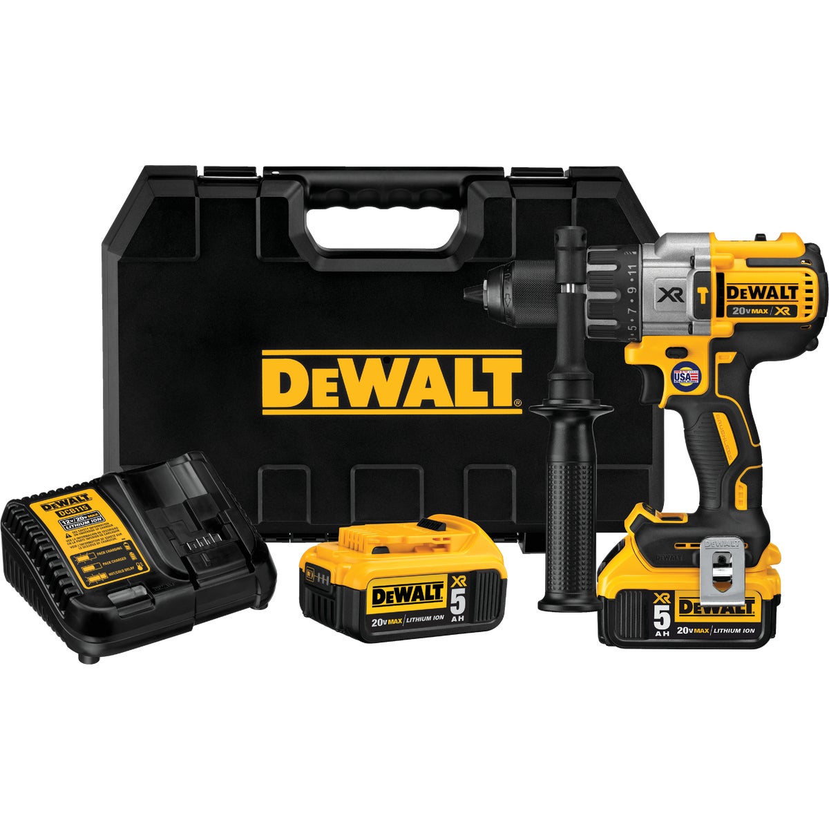 DEWALT 20-Volt MAX XR Lithium-Ion Brushless 1/2 In. 3-Speed Cordless Hammer Drill Kit