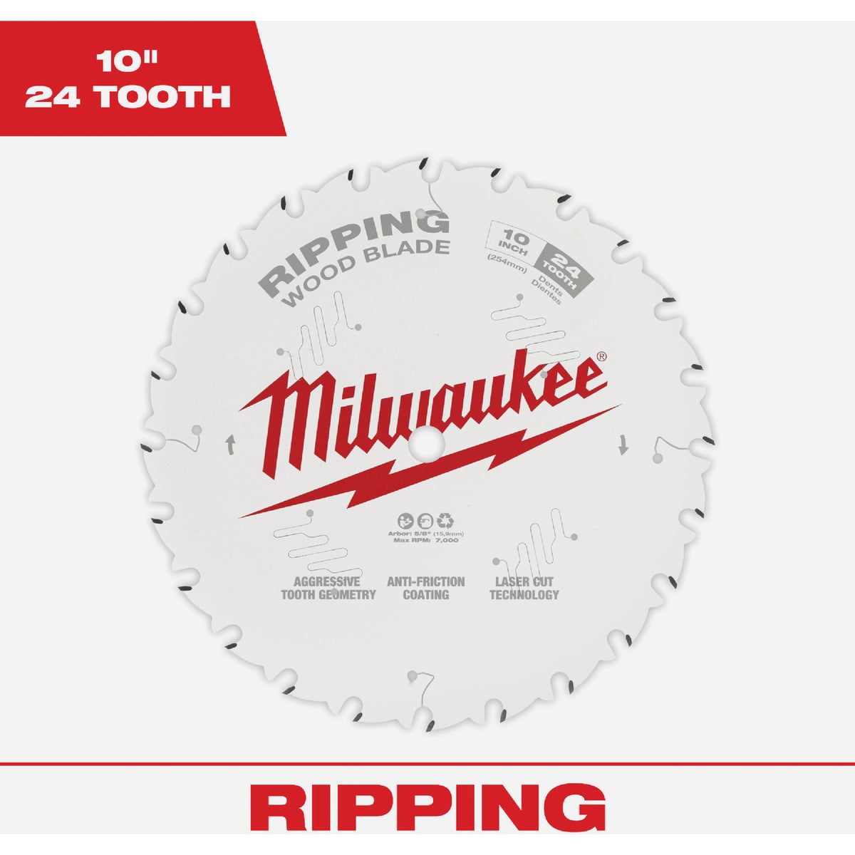 Milwaukee 10 In. 24-Tooth General Purpose Ripping Circular Saw Blade