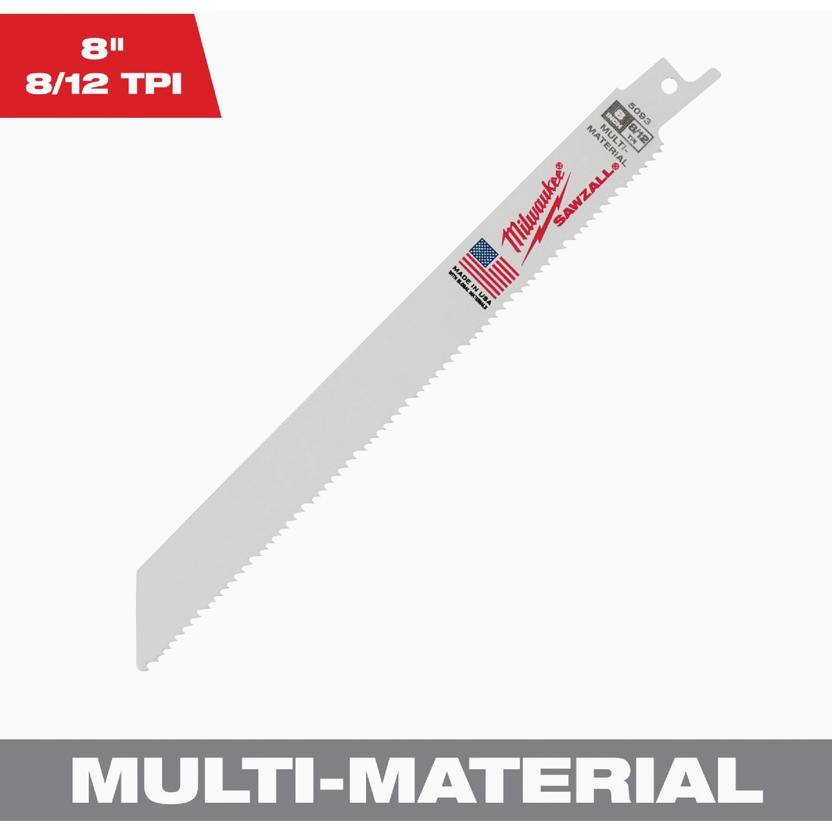 Milwaukee SAWZALL 8 In. 8/12 TPI Multi-Material Reciprocating Saw Blade (25-Pack)
