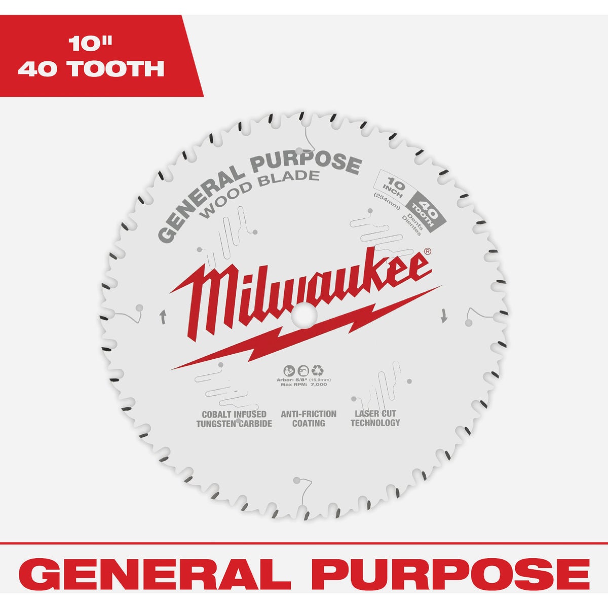 Milwaukee 10 In. 40-Tooth General Purpose Wood Circular Saw Blade