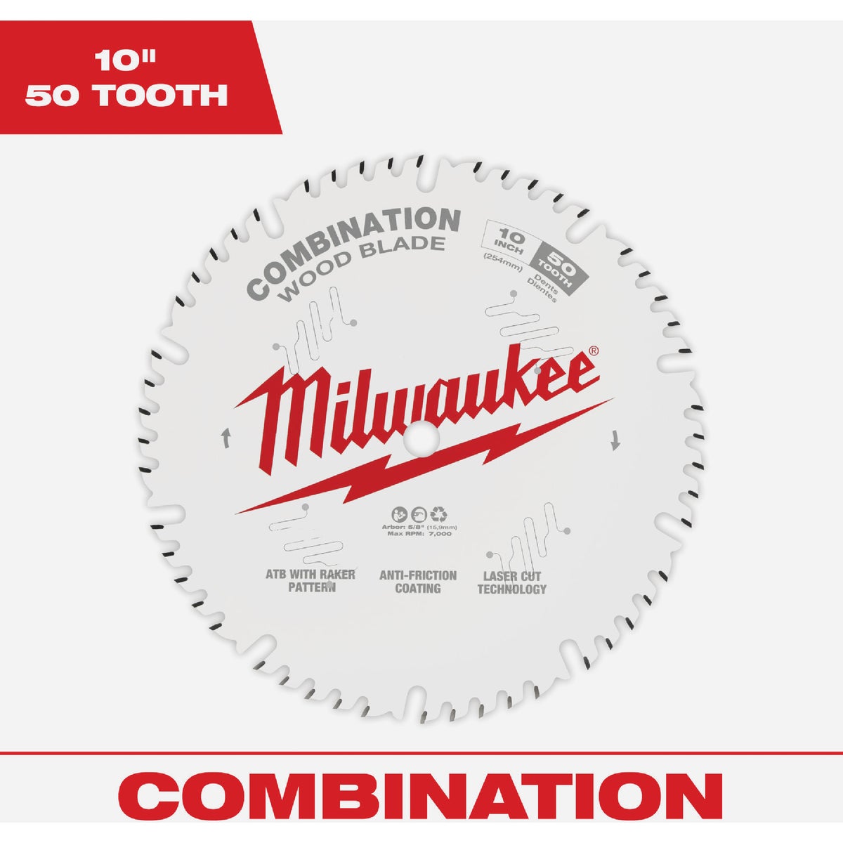 Milwaukee 10 In. 50-Tooth General Purpose Combination Wood Circular Saw Blade
