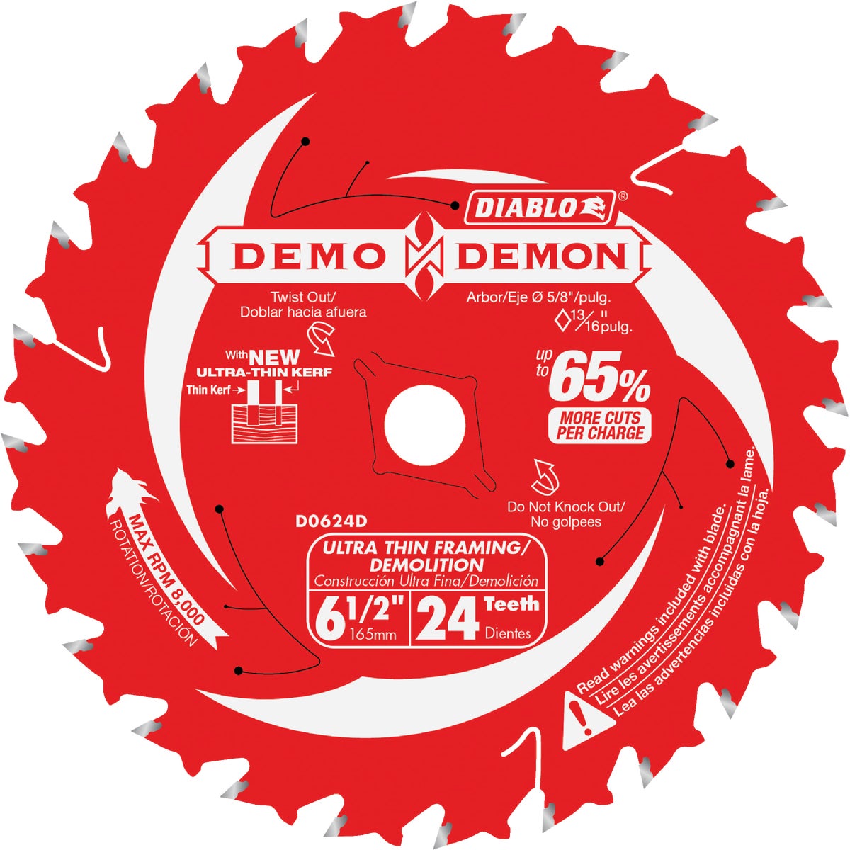Diablo Demo Demon 6-1/2 In. 24-Tooth Framing/Demolition Circular Saw Blade