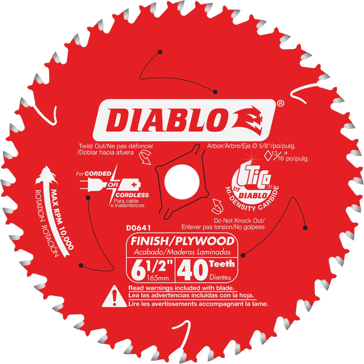 Diablo 6-1/2 In. 40-Tooth Finish/Plywood Circular Saw Blade, Bulk