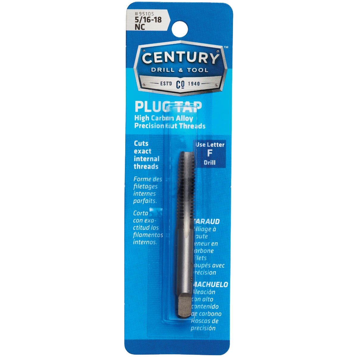 Century Drill & Tool 5/16-18 Carbon Steel National Coarse Tap-Plug