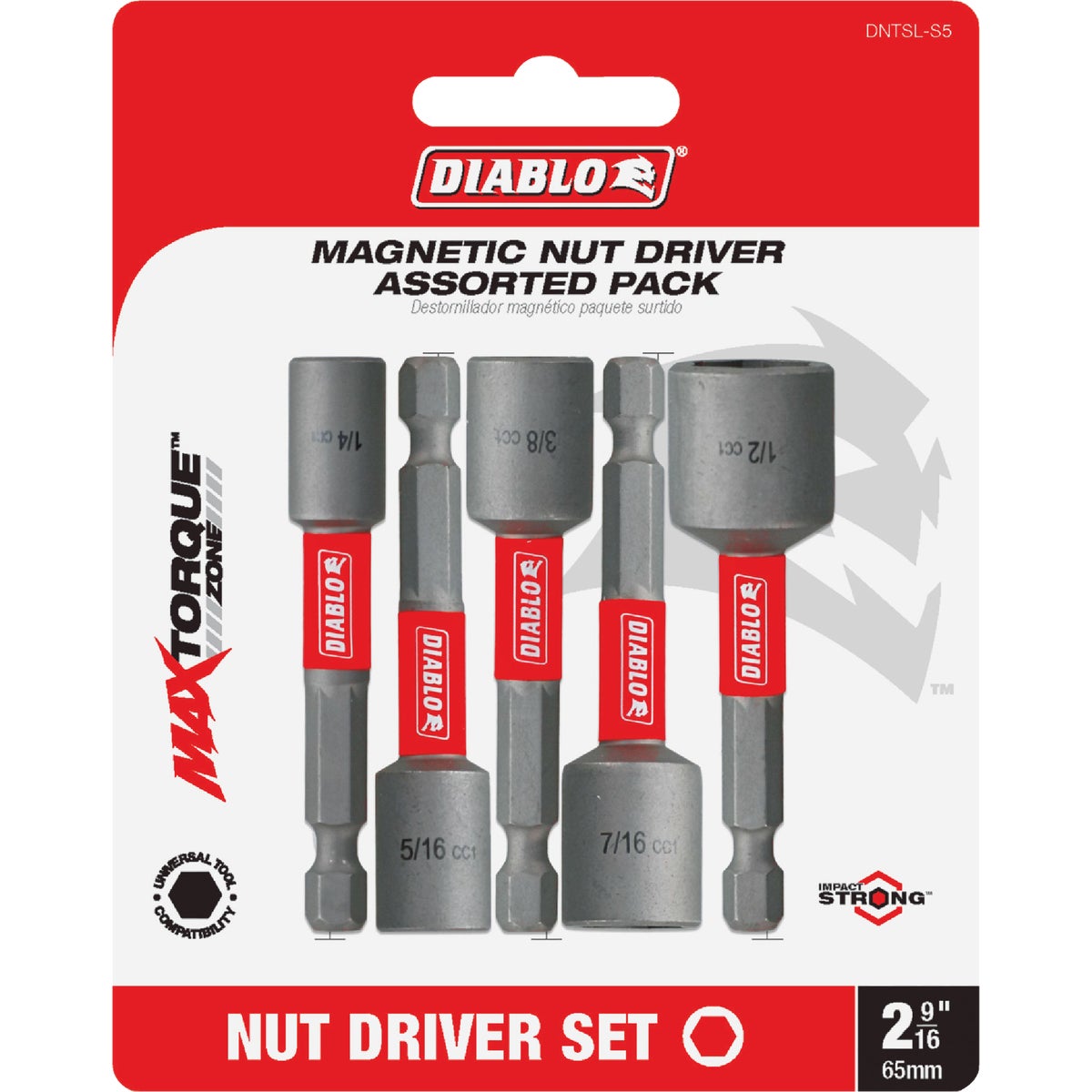 Diablo 2-9/16 In. Magnetic Nutdriver Bit Set (5-Piece)