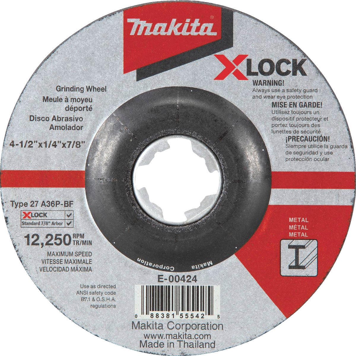 Makita X-LOCK Type 27 4-1/2 In. x 1/4 In. x 7/8 In. Metal Grinding Cut-Off Wheel