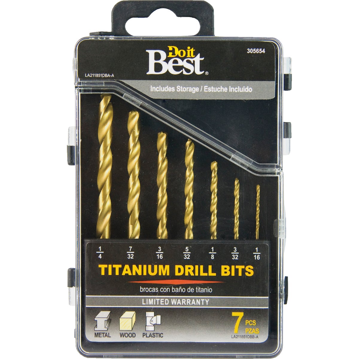 Do it Best 7-Piece Titanium Drill Bit Set, 1/16 In. thru 1/4 In.