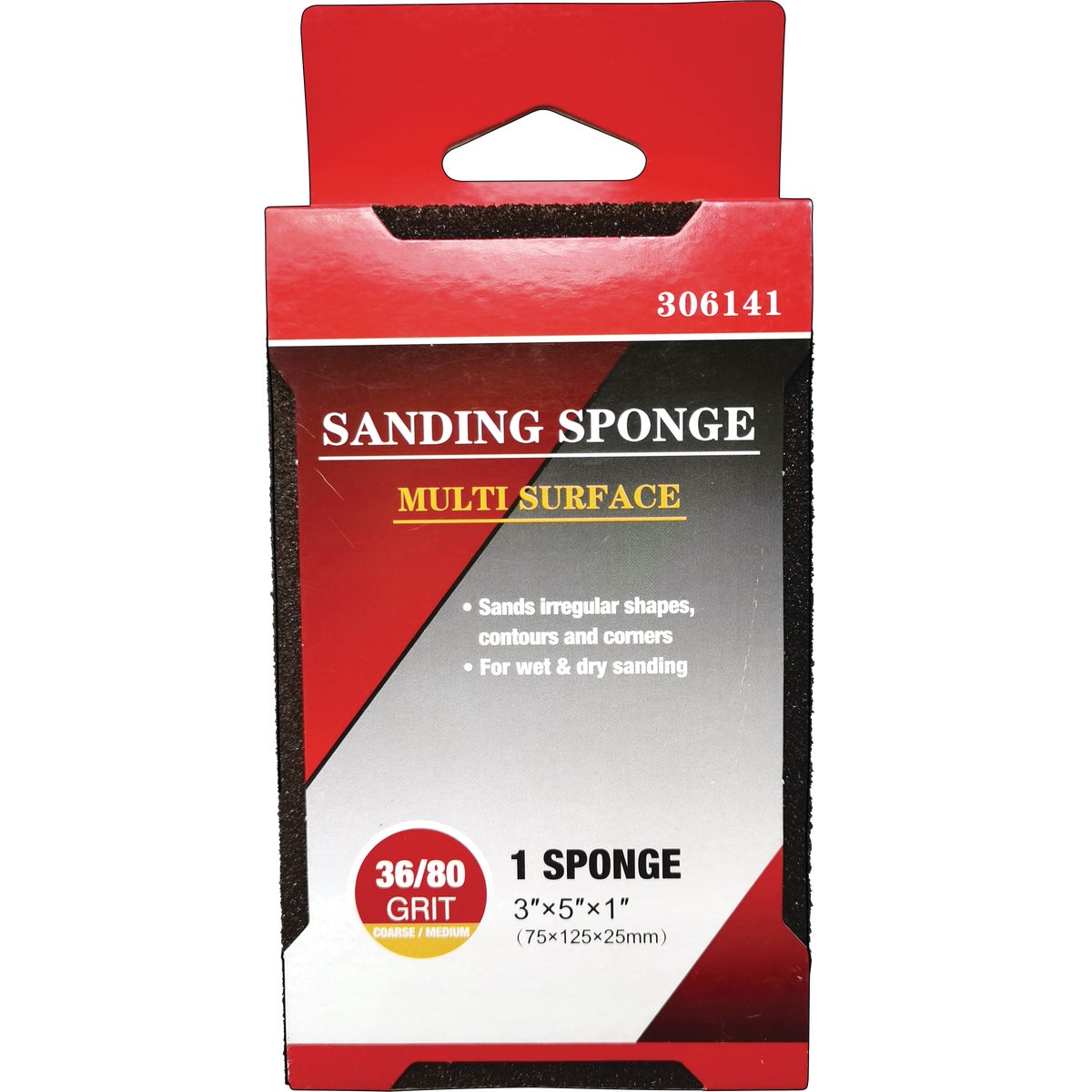 Jumbo All-Purpose 3 In. x 5 In. x 1 In. 36/80 Grit Medium/Coarse Sanding Sponge