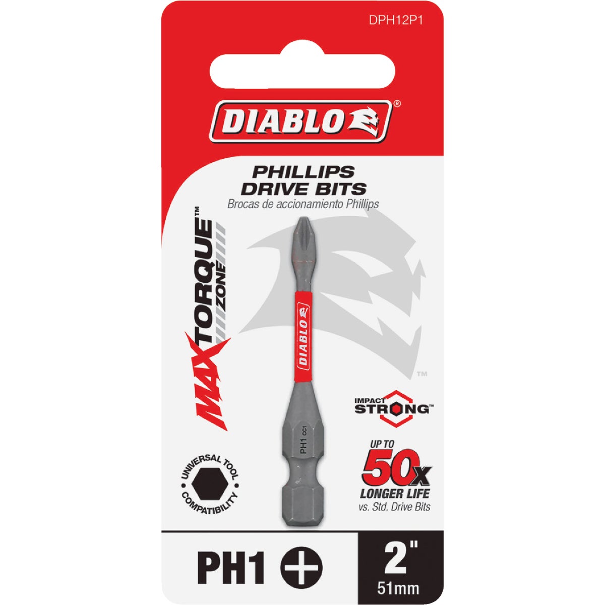 Diablo #1 Phillips 2 In. Power Impact Screwdriver Bit