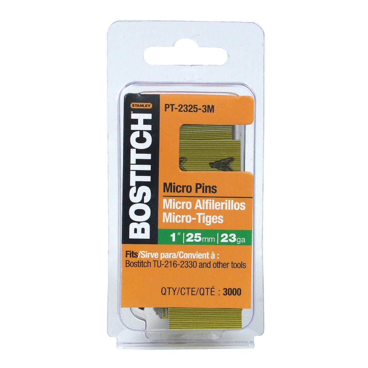 Bostitch 23-Gauge Coated Pin Nail, 1 In. (3000 Ct.)