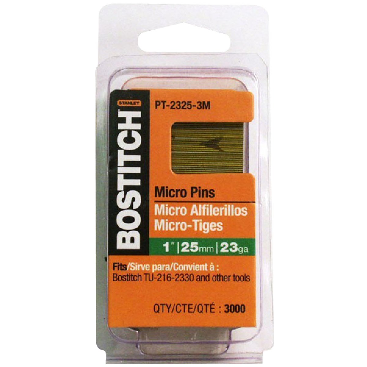 Bostitch 23-Gauge Coated Pin Nail, 3/4 In. (3000 Ct.)