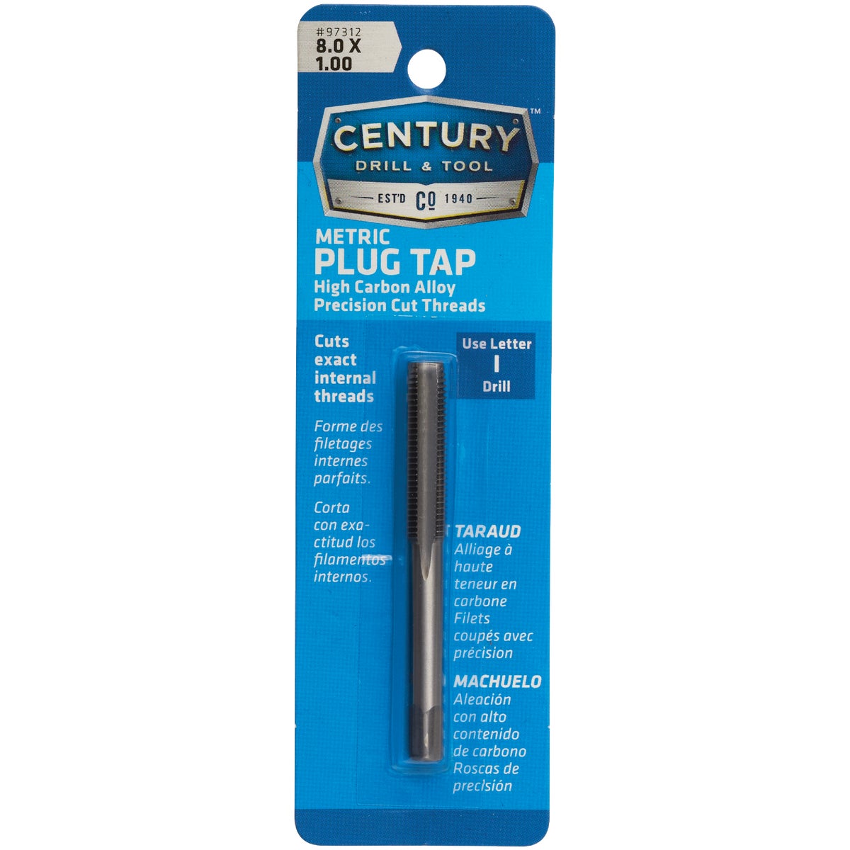 Century Drill & Tool 8.0x1.00 Carbon Steel Metric Tap