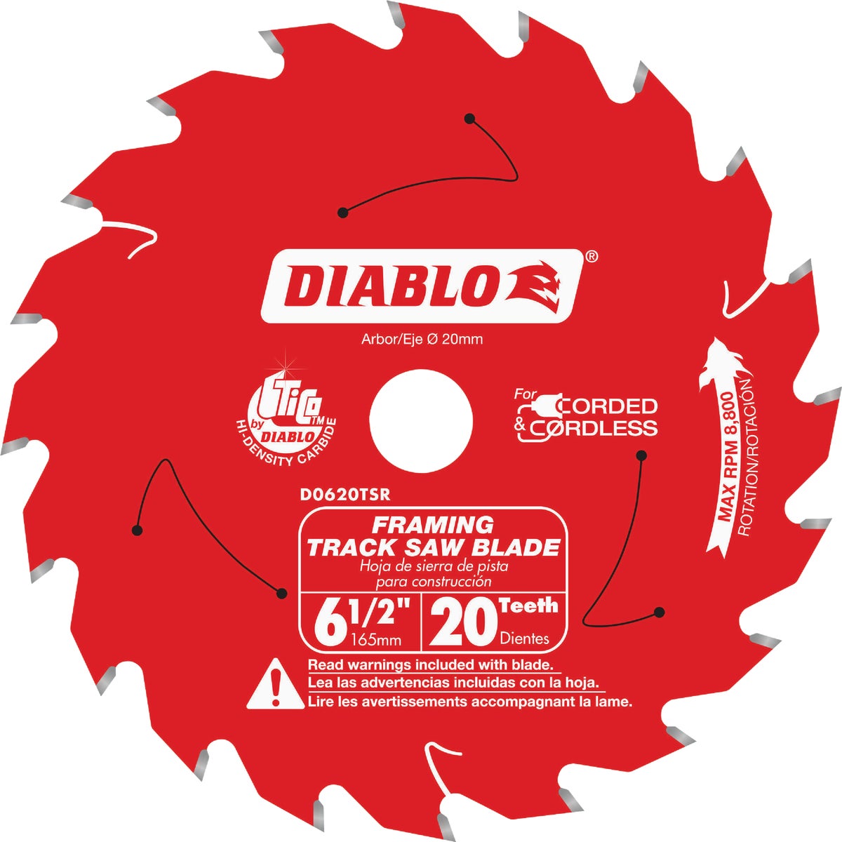 Diablo 6-1/2 In. 20-Tooth Framing Track Saw Blade