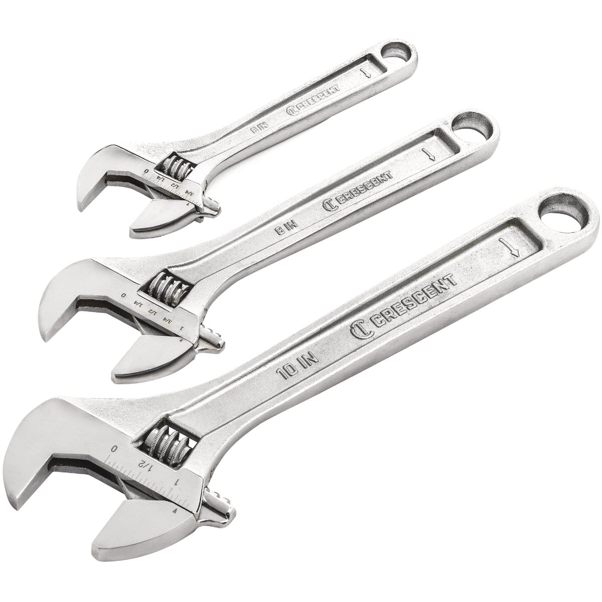 Crescent 6 In., 8 In., 10 In. Adjustable Wrench Set (3-Piece)