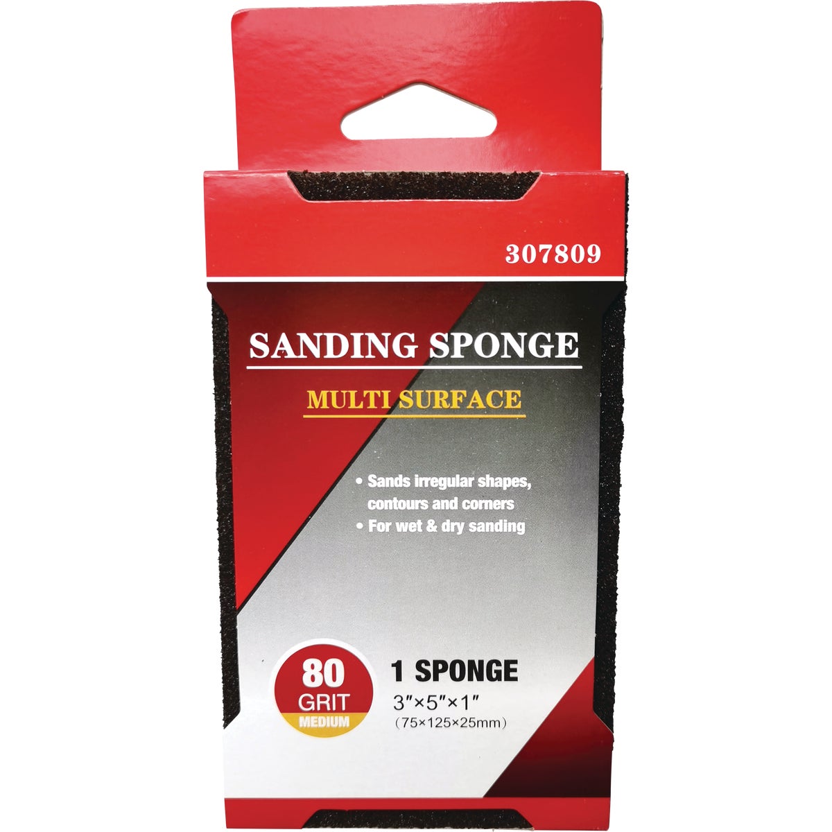 Jumbo All-Purpose 3 In. x 5 In. x 1 In. 80 Grit Medium Sanding Sponge