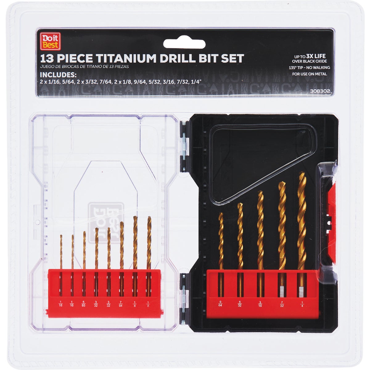 Do it Best 13-Piece Titanium Drill Bit Set, 1/16 In. thru 1/4 In.