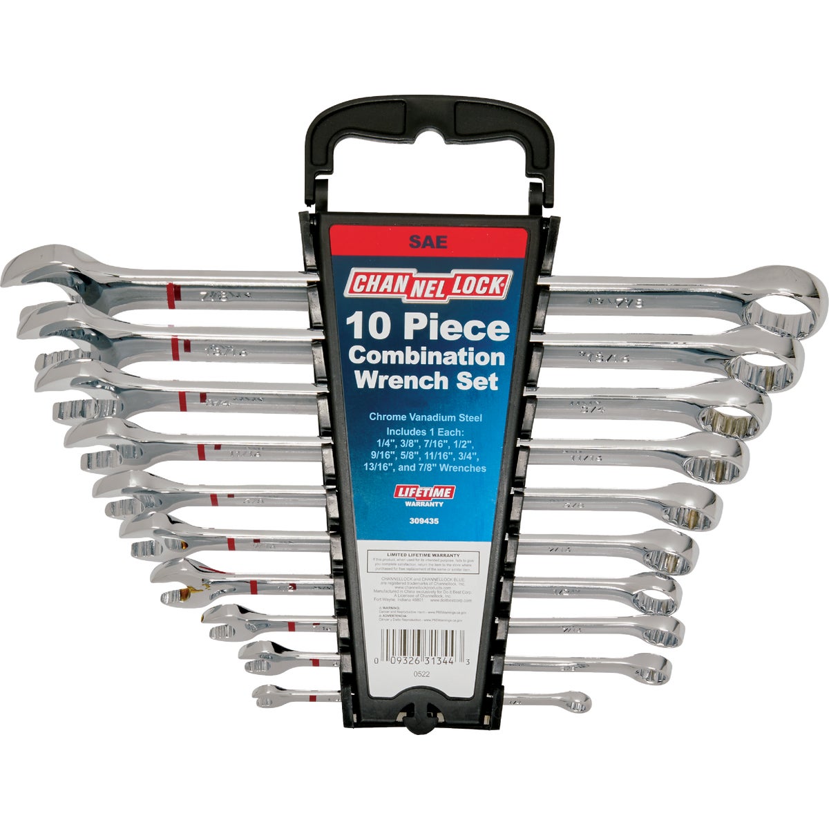 Channellock Standard 12-Point Combination Wrench Set (10-Piece)