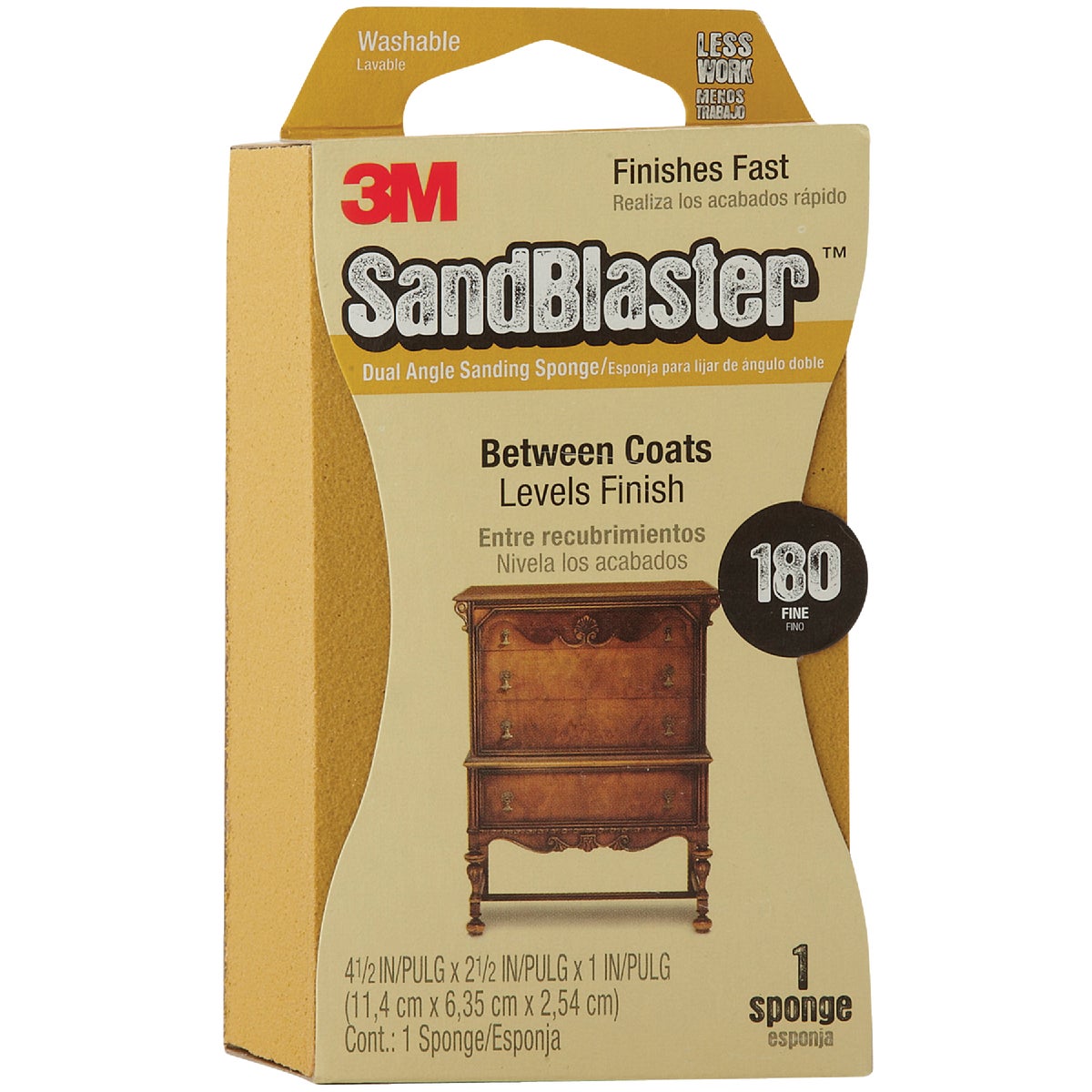 3M SandBlaster Dual Angle 2-1/2 In. x 4-1/2 In. x 1 In. 180 Grit Fine Sanding Sponge