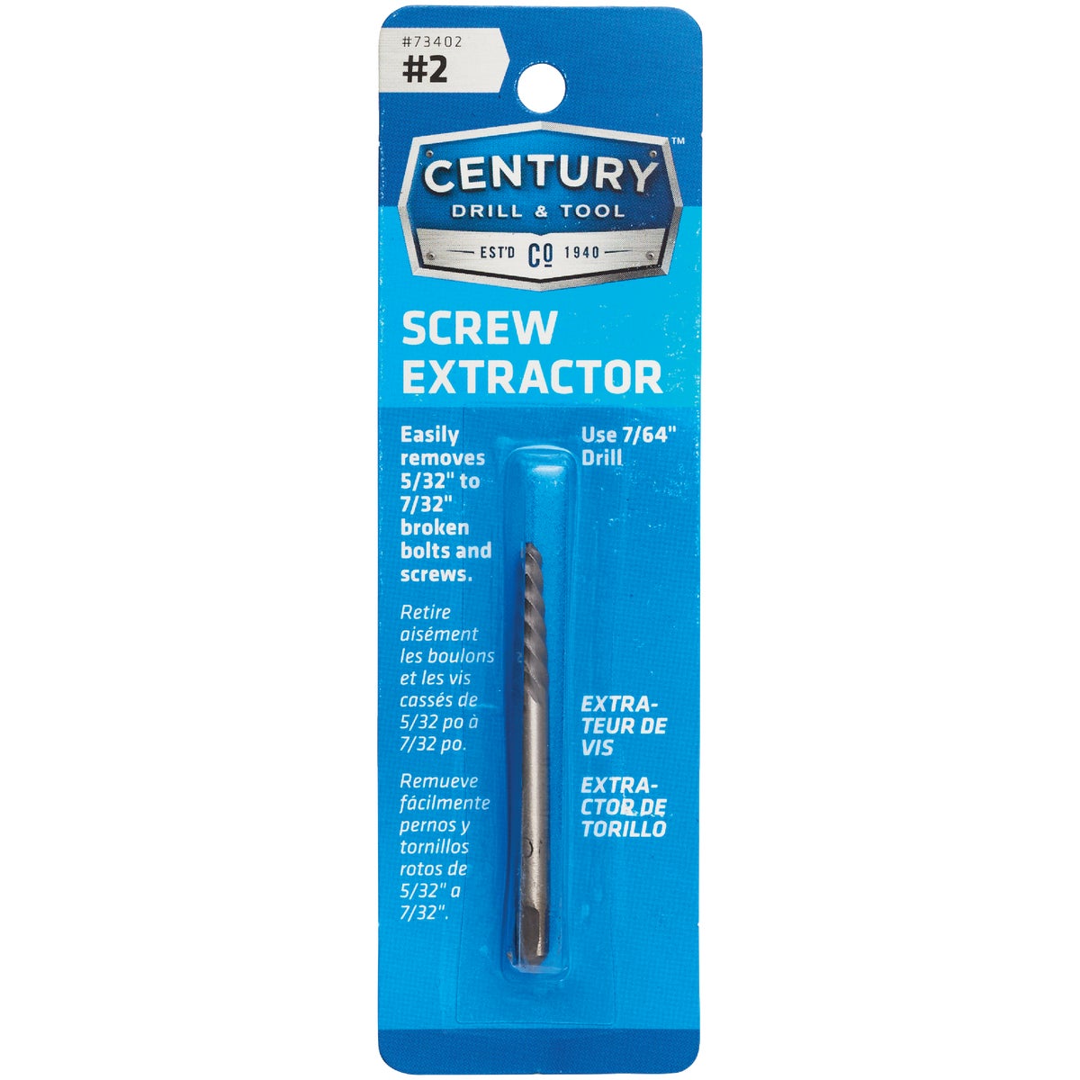 Century Drill & Tool #2 Spiral Flute Screw Extractor