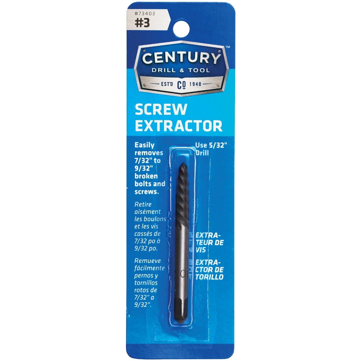 Century Drill & Tool #3 Spiral Flute Screw Extractor