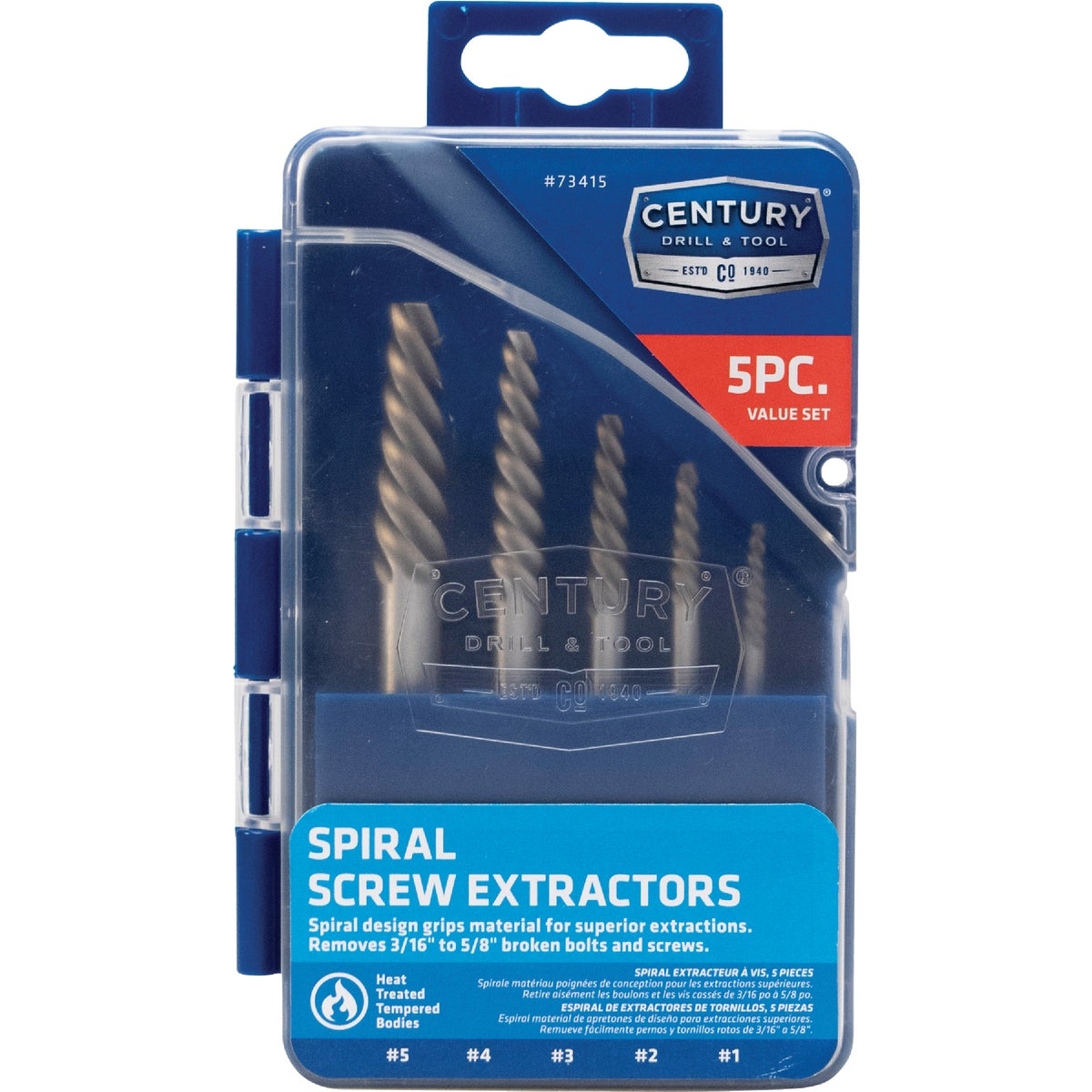 Century Drill & Tool Spiral Flute Screw Extractor (5-Piece)